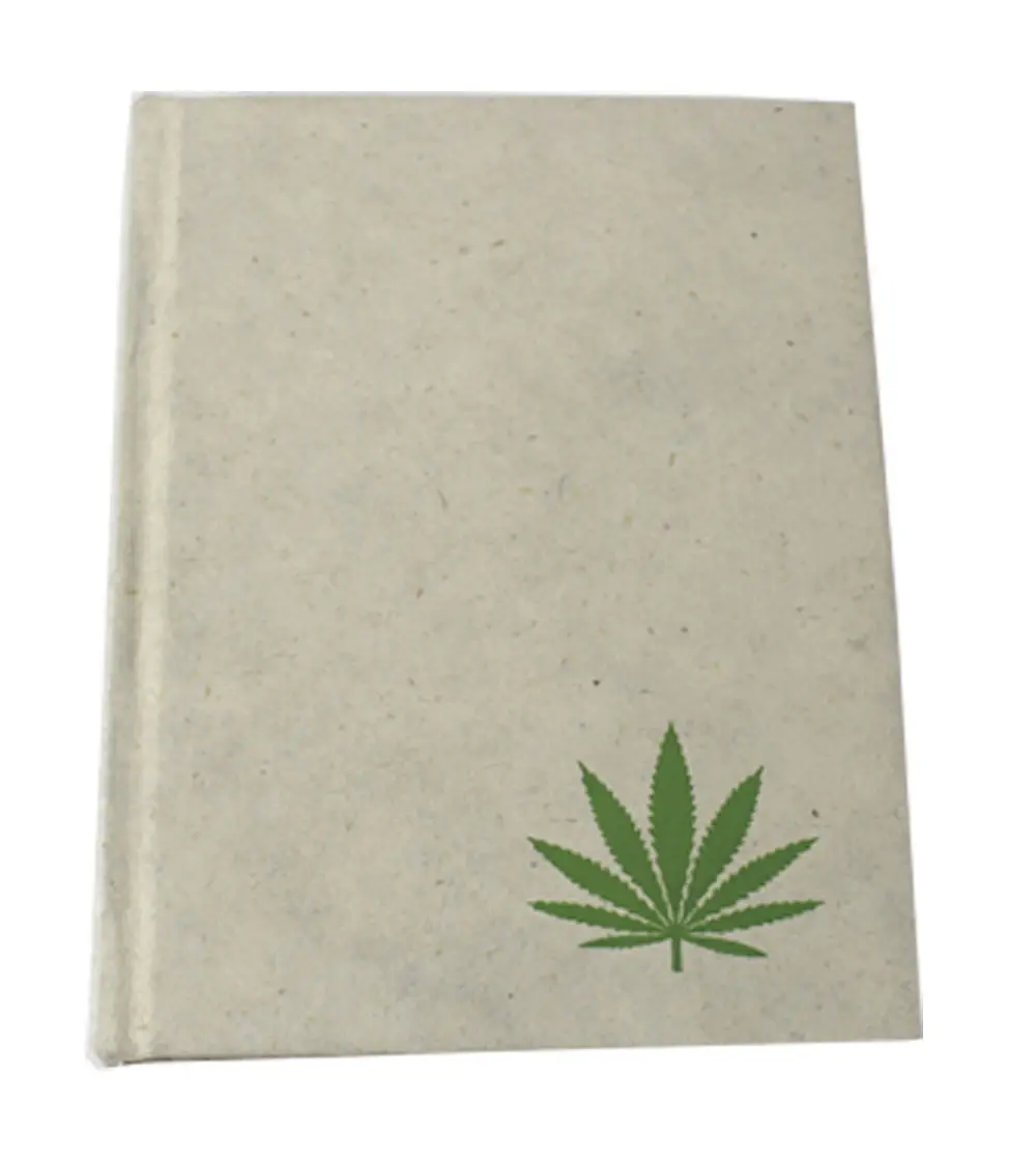 Cuaderno de papel hecho a mano reciclado con hoja de fibra de cáñamo planificador de cuaderno frontal para útiles escolares y promoción