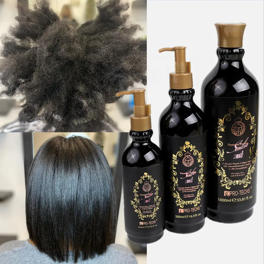 In stock Afro curl hair kinky hair Formaldehyde free HYDROLYSED COLLAGEN Protein Strong straighten Keratin treatment