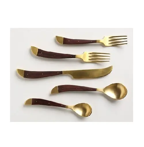 Talheres de metal para decoração de mesa, utensílios de cozinha, conjunto de talheres com alça elegante e exclusivo, fornecido pela Índia