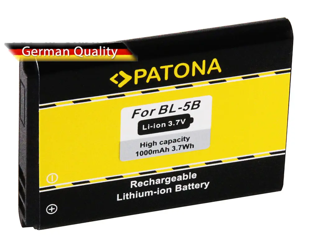 PATONA Battery for BL-5B -3220 - 3230 - 2366I - 5070 - 5140 - 5200 - 5300 with: 1000mAh: 3,7 V: 3,7 Wh