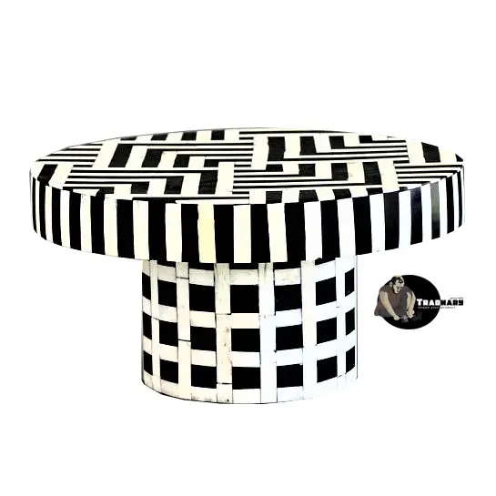 Tradnary Bone Inlay Cake Stand forma rotonda colore bianco e nero fodera in bianco e nero Design per la festa di compleanno casa di nozze