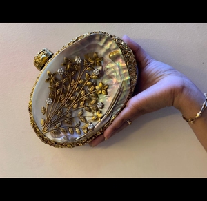 珍珠母金属拖把离合器肩包石头作品点缀刺绣女士派对用具手袋