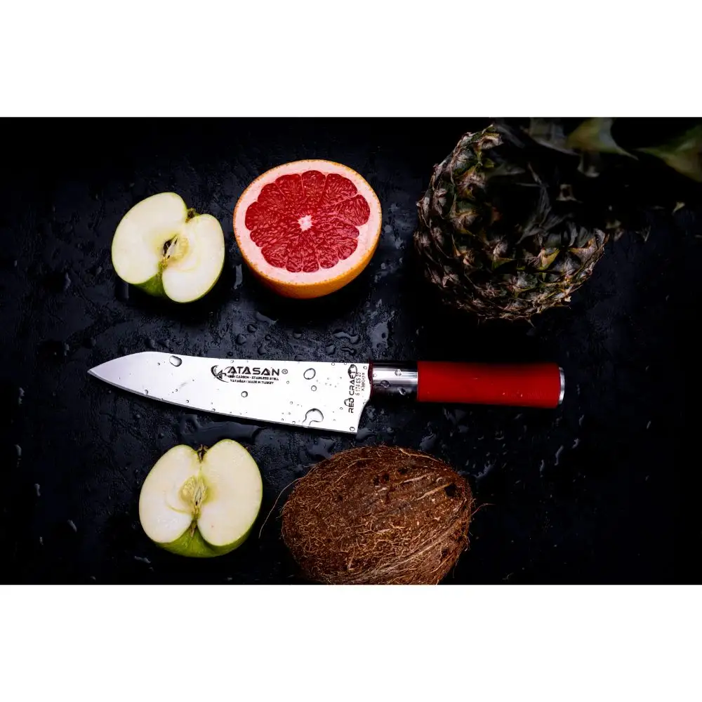 Couteau de Chef/couteaux de cuisine, Santoku courbés artisanaux rouges en acier inoxydable, nouvelle série de haute qualité 2022 fabriqué en turquie