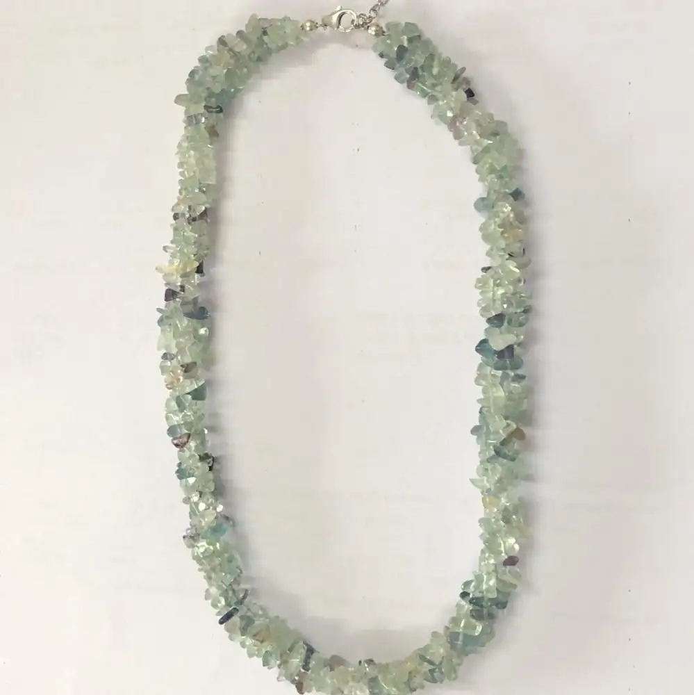 Fluorite naturale trucioli grezzi perle di pietre preziose collane gioielli con chiusura in argento Sterling dal produttore acquista ora negozio Online