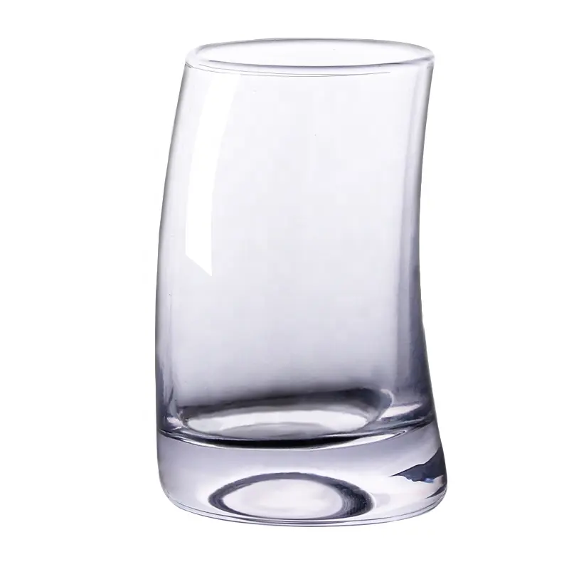 Custom crystal factory price unique stoop shape clear elegant water drinking glass