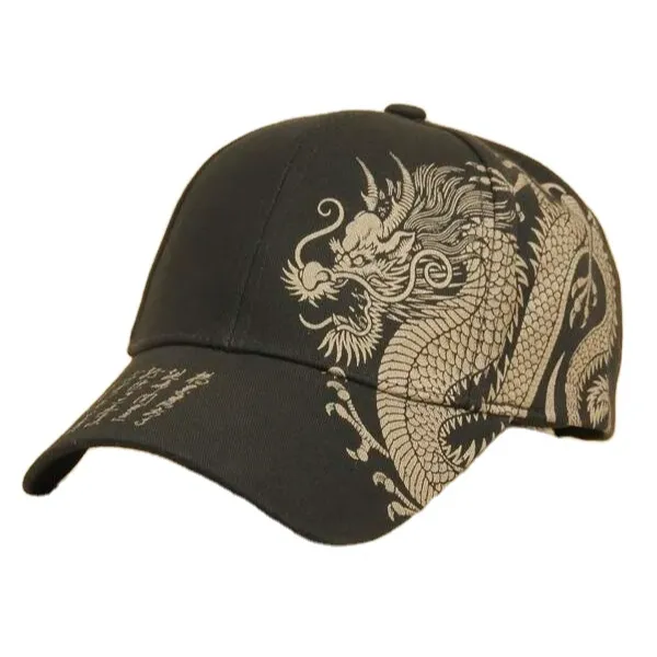 Men Chinese Dragon Print Baseball Caps Custom Design Logo 6 Panel Baseball Cap Snapback Hats Hip Hop Mesh Sports Caps For Men