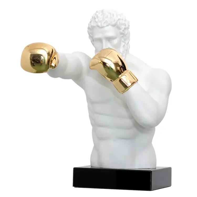 Atacado preço resina escultura boxing estatueta retrô estátua boxer escultura