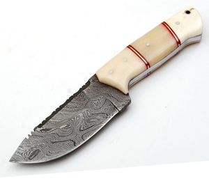 2023ทำด้วยมือเหล็กดามัสกัสใบมีดล่าสัตว์ที่จับกระดูกอูฐสำหรับตั้งแคมป์ ZR771ดาบ - Product Image 1