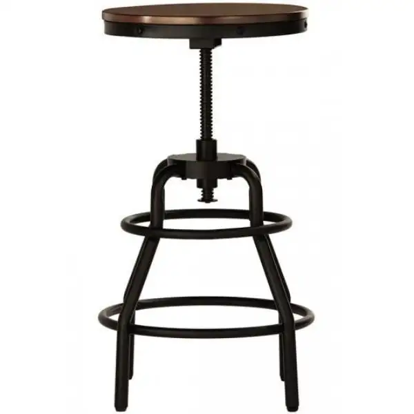 Mobilier vintage et industriel pour bar et restaurant en fer et métal Tabouret de bar pivotant à hauteur réglable avec plateau en bois