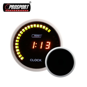 52mm 12/24 stunden display 7-segment rote led digital uhr mit silber aluminium gehäuse schwarz gauge gesicht und geräuchert objektiv für auto - Product Image 1