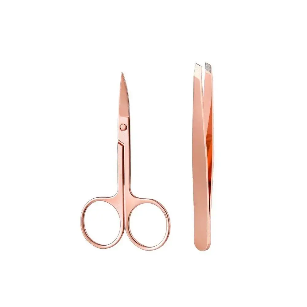 Pinzette e forbici Multi-colore per sopracciglia Set migliori strumenti in acciaio inossidabile oro rosa per la depilazione