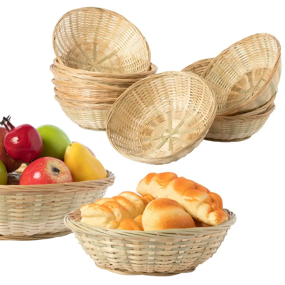 ขายส่งเวียดนามรอบตะกร้าผลไม้ไม้ไผ่/ขนมปังตะกร้าไม้ไผ่ตะกร้าเก็บ/ตะกร้าไม้ไผ่ที่มีสีธรรมชาติ