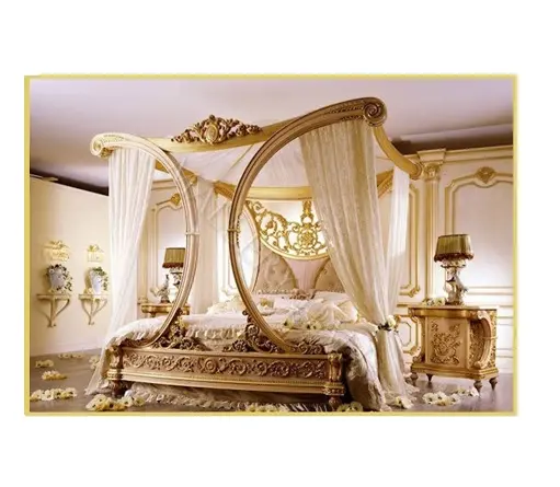 Luxus viktoria nischen Baldachin Schlafzimmer möbel Set Französisch Rokoko-Stil Schlafzimmer möbel Traditionelle Queen-Size-Baldachin Schlafzimmer-Sets