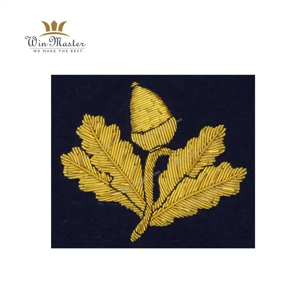 Emblema blazer dourado e bullion com fio, emblema cerimonial bordado à mão