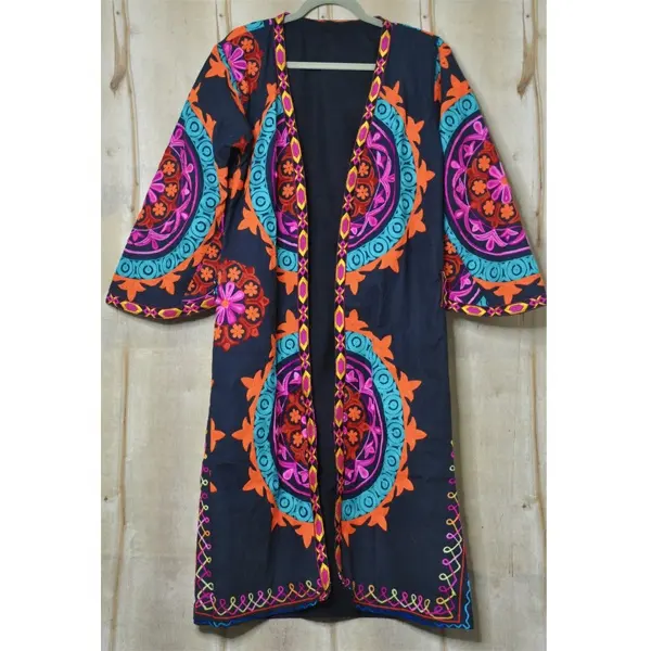 Top Senhoras de Alta Qualidade Suzani Algodão Casacos Longos Mulheres Casaco Kimono Belamente Crafted Banjara Gypsy Mulheres New Vintage