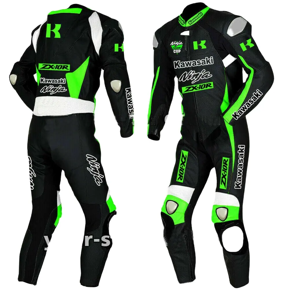 Personalizado Kawasaki Racing traje de cuero de la motocicleta de MotoGp de Kawasaki Ninja de cuero de motocicleta traje