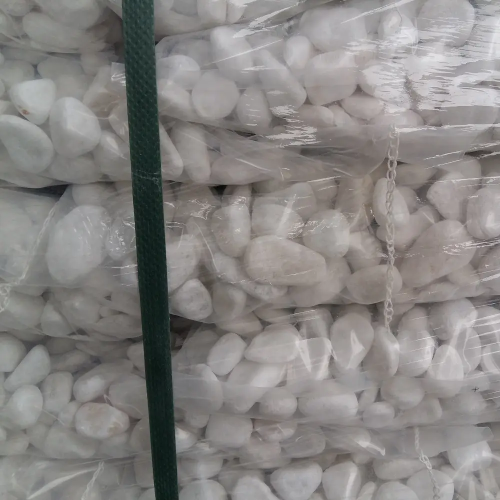 Factory Supply Garden Natural Rock Tumbled Round Snow white pebble for Sale