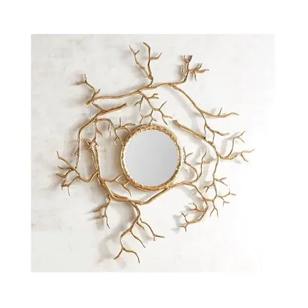 Branch Design Latão e Vidro Espelho Frame Com Melhor Qualidade Round Home Wall Mirror Frame A bom preço