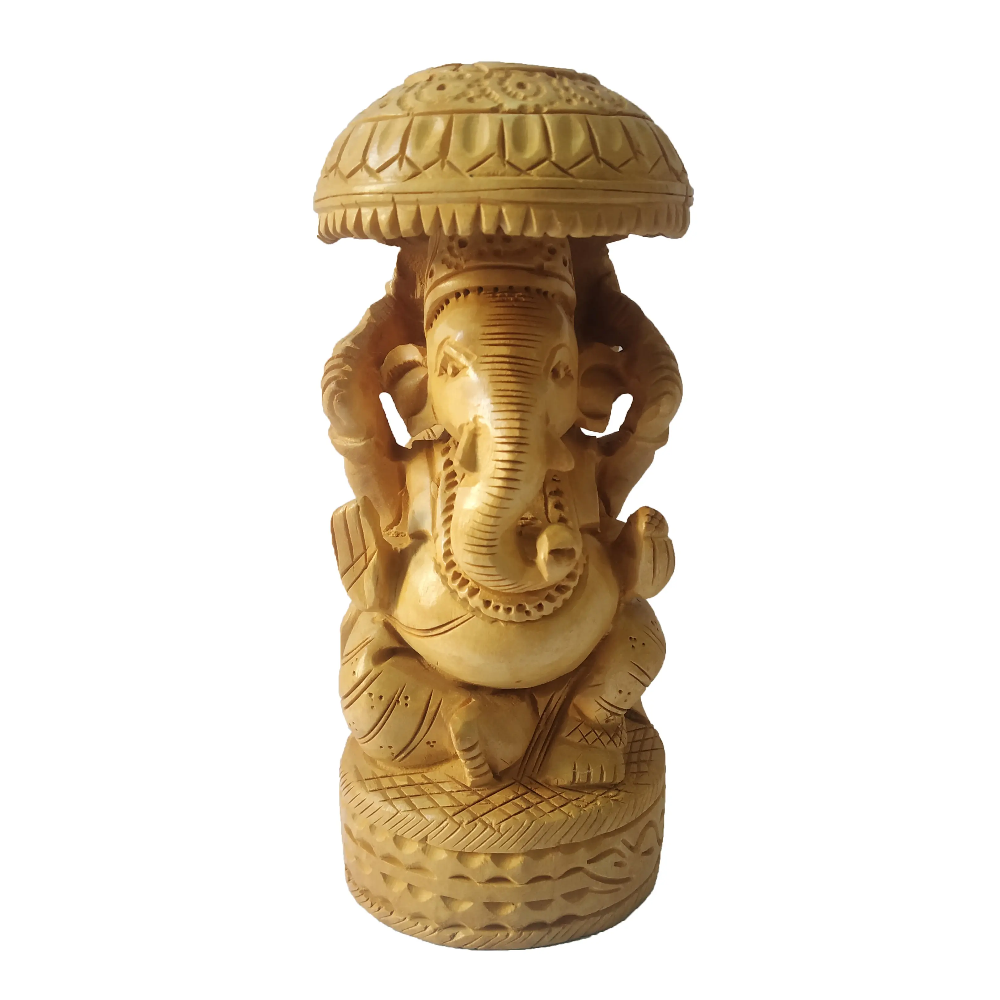 Tượng Ganesh Thần Tượng Thủ Công Bằng Gỗ Thân Thiện Với Môi Trường 2.5X2.5X6Inch Tượng Ganesha Tôn Giáo Ấn Độ Chạm Khắc Gỗ