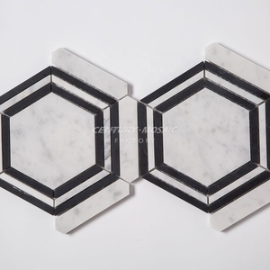 Bianco Carrara hỗn hợp MARQUINA mài giũa hình lục giác Carrara khảm gạch hình lục giác khảm sàn nhà máy Thái Lan - Product Image 4