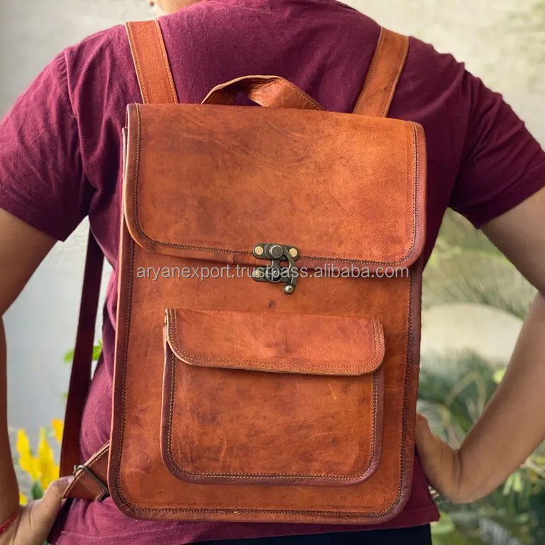 Vintage Ziegenleder hand gefertigten Rucksack zwei in einer Umhängetasche Rucksack Unisex Taschen