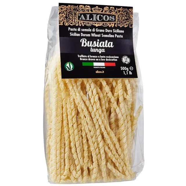 Made in Italy traditional spaghetti food Sicilian 500 g bag durum wheat semolina pasta busiata for sale