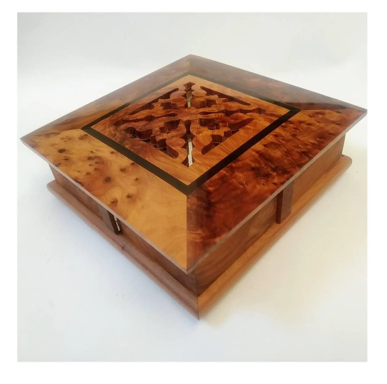 Pour petits bijoux boîte secrète artisanat décoration avec 4 places bois marocain fait à la main bois de thuya fait à la main nautique personnalisé 10
