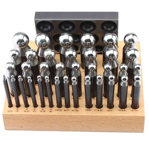 18 Steel Doming Punches With Doming <strong>Block</strong> on Wooden Base Jewelry <strong>Making</strong> Tools