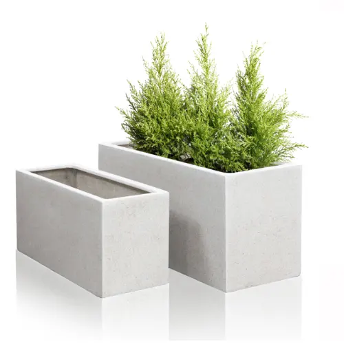 [Anny]- Vaso de plantas para terraço, plantadores de granito para uso externo - Conjunto de granito para plantadores de terraço - Vasos retangulares para jardim