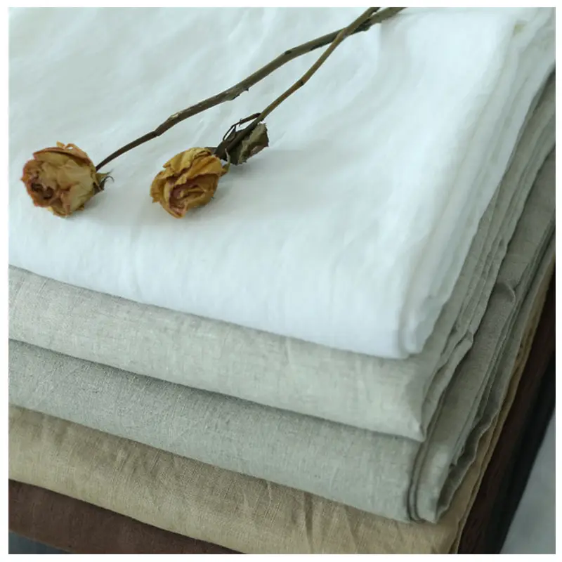 Wholesale Manufacturers French Bed Linen Washed White Pure 100 Linen Fabric for Dress