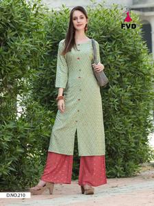 Plazo kurti takımı pakistani uzun bayanlar kurtis hindistan'da kadınlar için etnik hint kadınlar giyim - Product Image 6