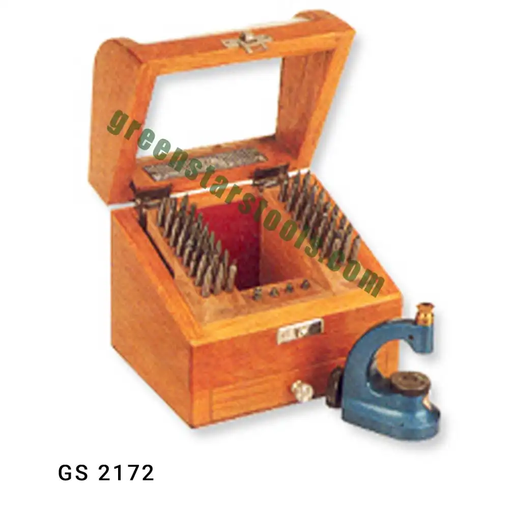Juego de punzones y punzones de relojería en caja de madera, herramientas de fabricación de relojes GS