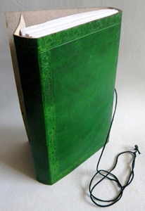 2024 Green Leaf Man Face Leather Journal Handmade Genuine Writing <strong>Notebook</strong> <strong>with</strong> <strong>Lock</strong> Thread Sewn Binding <strong>Notepad</strong> and Diary - Product Image 5