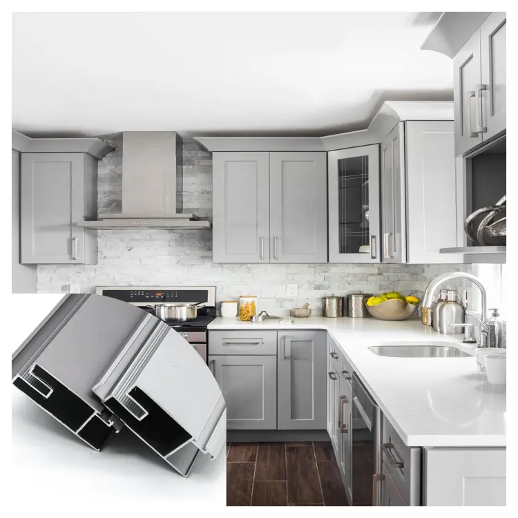 Новый дизайн, экструдированная алюминиевая кухонная дверная рама, C-образный алюминиевый профиль для кухонного шкафа