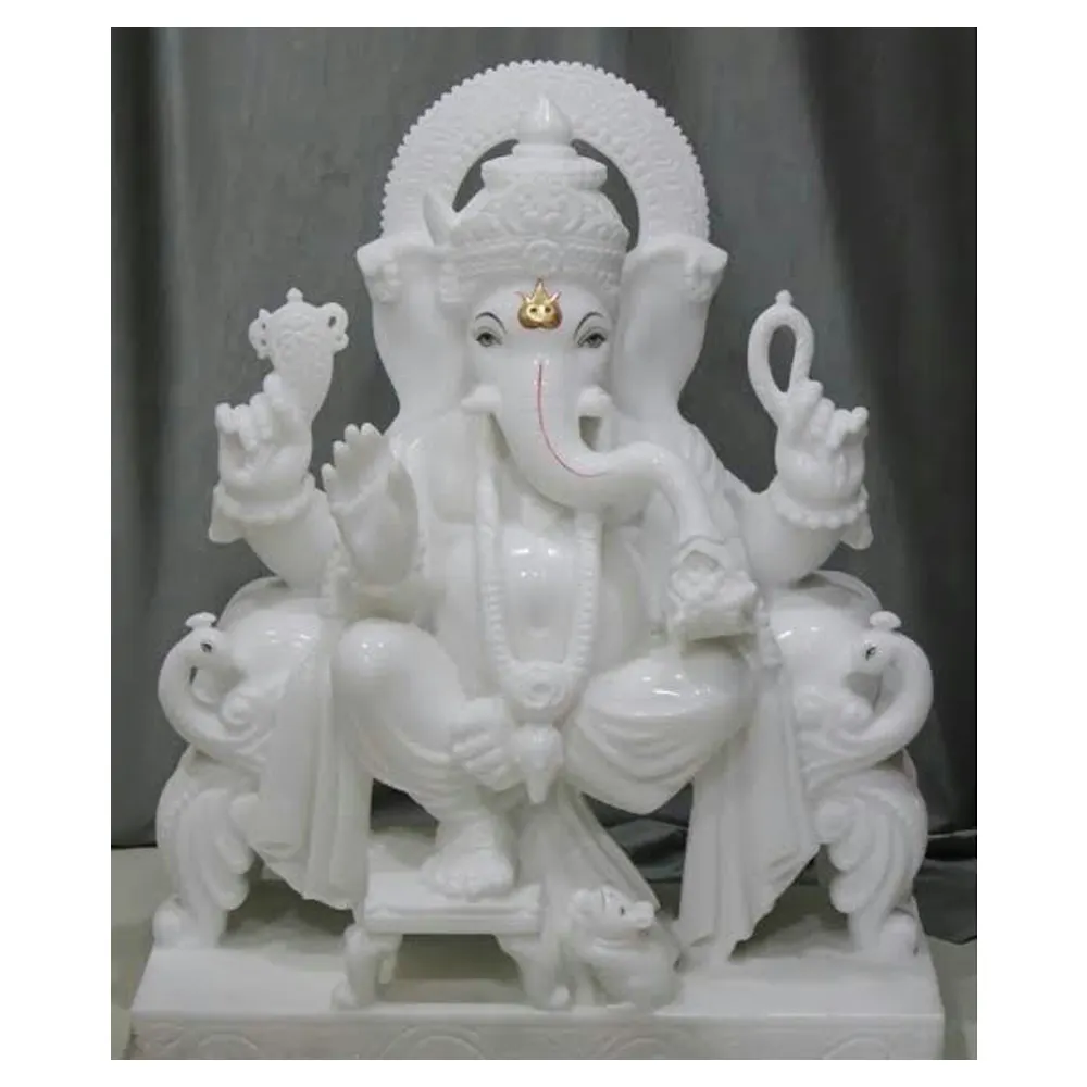 De mármol blanco increíble Ganesha estatua