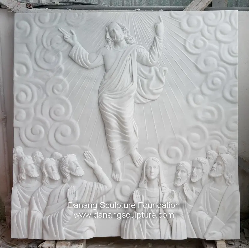 Sollievo Statue di Marmo Bianco Gesù Cattolica Il Gesù Ascensione Intagliato A Mano di Pietra Formato Su Misura Naturale Pietra Esterna Europeo