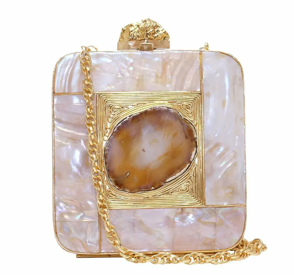 Damas de embrague bolsas embrague bolsa de embrague con piedra de ágata muy hermoso y clásico bolsa