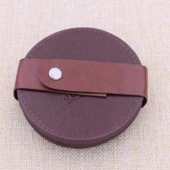 Round Coaster Set von 4 100% Genuine Leather mit Leather Tie Band BY KSN