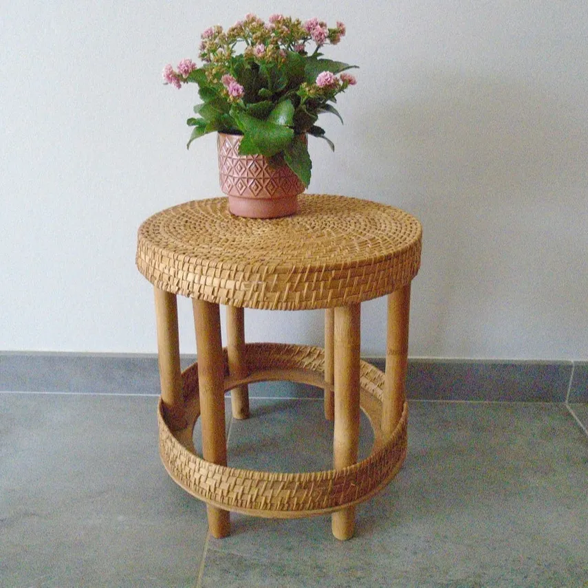 Silla de ratán de dos piezas para ocio, mesa redonda pequeña para terraza, balcón, patio, mesa y silla de ratán de hierro forjado