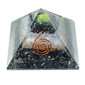 EMF koruma ve enerji geliştirme için Peridot Orgonite piramit Feng Shui tarzı akik oyma - Product Image 3