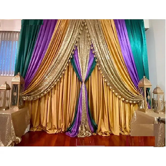 Telón de fondo de boda con secuencia brillante, cortinas, Fondo de boda indio, tela de lentejuelas, decoración de boda perfecta, Curt