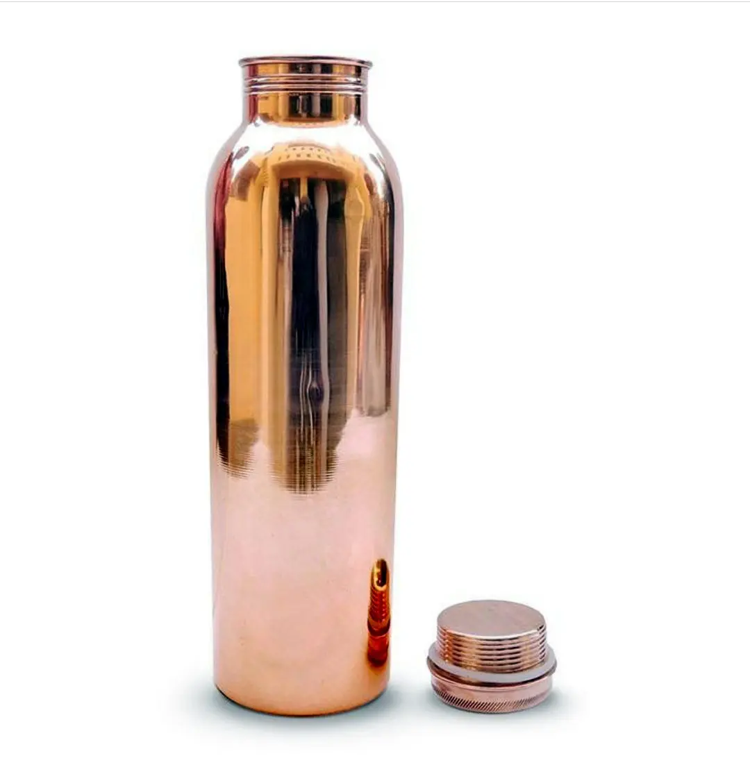 Botellas de agua de cobre martilladas con corte de Diamante, para Yoga, salud, junta a prueba de hojas, sin cobre puro, artículos para bebidas