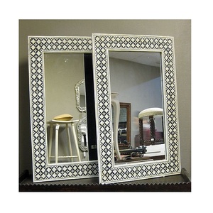 Marco de espejo con incrustaciones de madera y hueso con forma rectangular Marco de espejo más vendido para la decoración de la pared del hogar y del hotel - Product Image 1