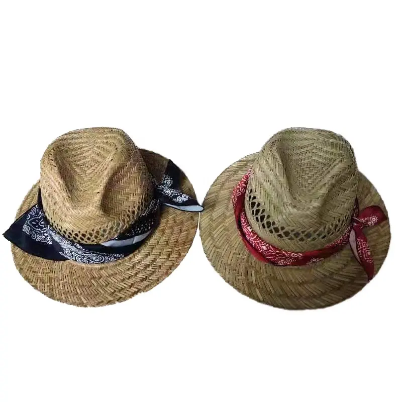 Chapéu de palha vazado, chapéu de sol, grande, folhas, decoração, lenço de seda