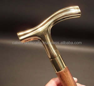 Calvin Kerajinan Tangan Tongkat Berjalan, Tongkat Dipoles Kuningan Pegangan Kayu Coklat untuk Pria & Wanita Tua CHWKS36066 - Product Image 4
