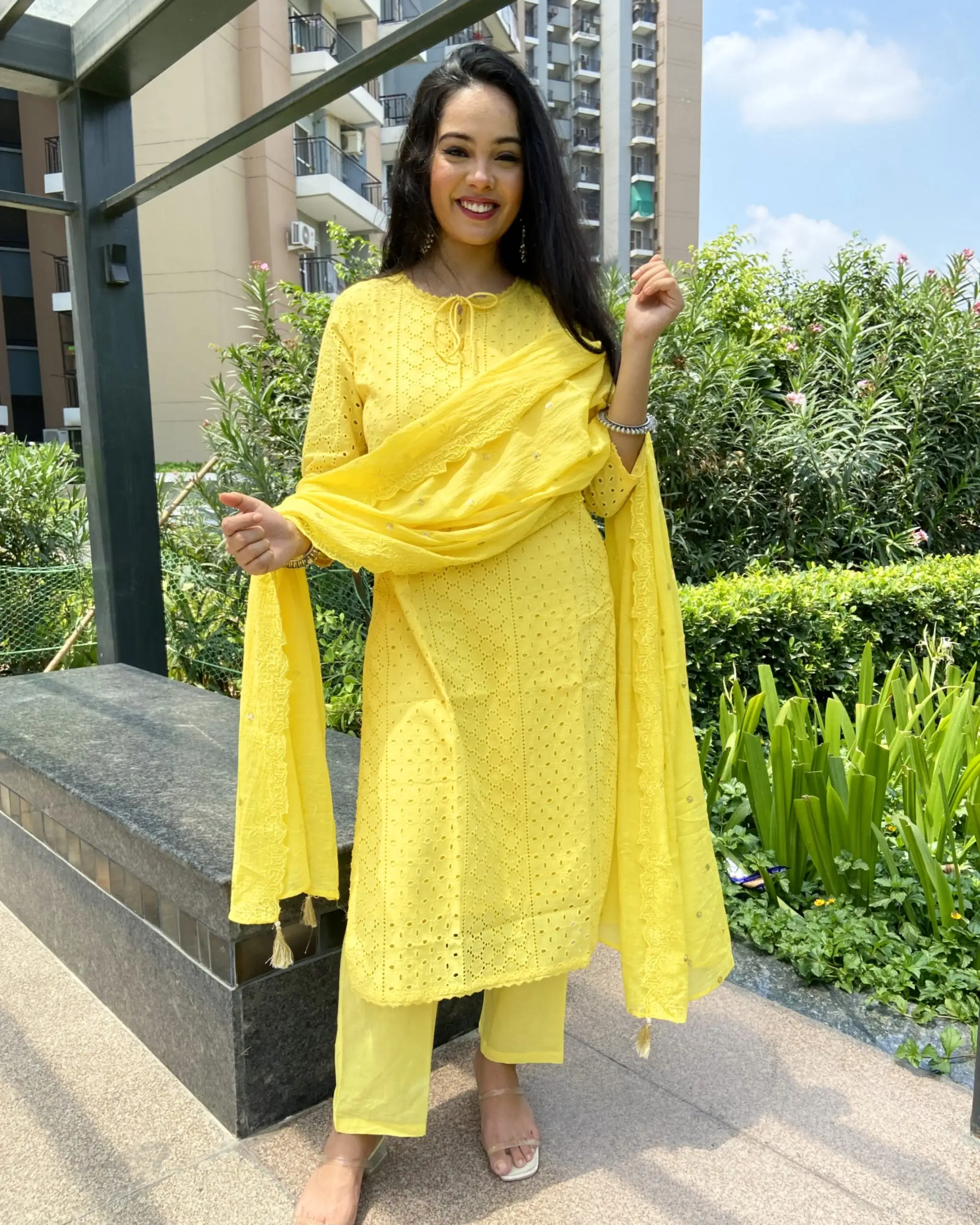 Специально разработанный новейший дизайн жоржет Курти элегантный желтый комплект курты пакистанские женские хлопковые платья Kurti