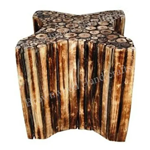 Elegante diseño hecho a mano fuerte construido taburete de madera Color quemado acabado madera tallada decoración mesa para esquina a precio de descuento