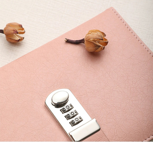 White Pink Custom Logo Bookmark <strong>Notebook</strong> With Metal <strong>Code</strong> Lock Silver Secret Diary Girl Gift Set Box Planner Office <strong>Notebook</strong>