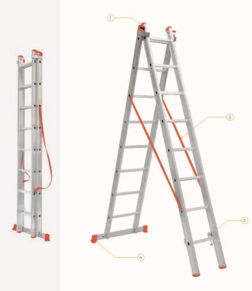 High Quality 12 5FT Saftey and Durable Aluminum Telescopic Folding Step Ladder Sale Max Training Industrial