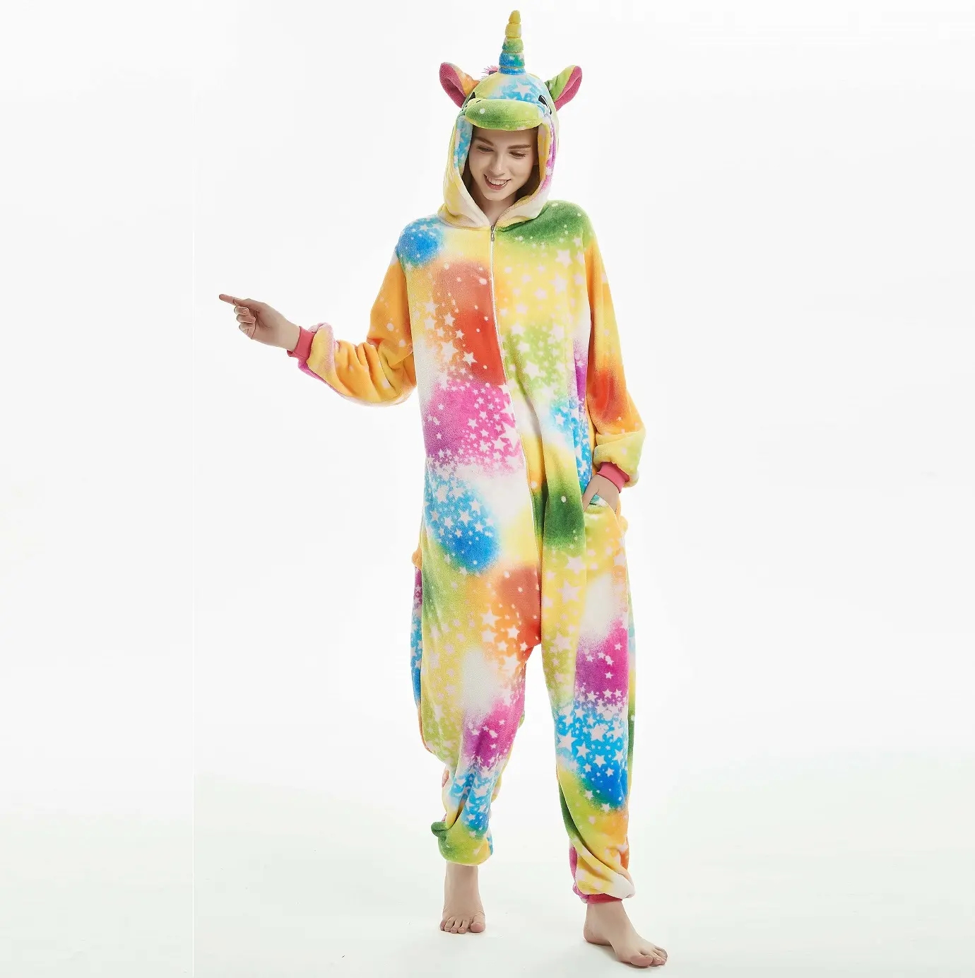 Pijama de unicornio Pegaso, pijama de una pieza de animal de dibujos animados, de franela